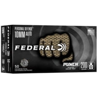 Federal Personal Defense Punch 10mm Auto 200 Grain Jacketed Hollow Point Brass Cased Pistol Ammunition