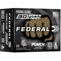 Federal Premium 30 Super Carry 103 Grain Punch HP Brass Centerfire Pistol Ammunition