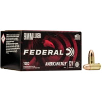 Federal Premium 9mm Luger 124 Grain FMJ Brass Pistol Ammunition