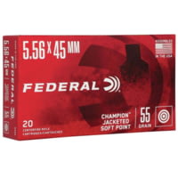 Federal Champion 5.56x45mm NATO 55 Grain Jacketed Soft Point (JSP) Brass Cased Rifle Ammunition