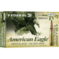 Federal Premium American Eagle 5.56x45mm NATO 62 grain Green Tipped Full Metal Jacket Boat Tail (FMJBT) Brass Cased Centerfire Rifle Ammunition