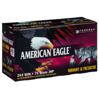 Federal Varmint &amp; Predator .243 Winchester 75 Grain Jacketed Hollow Point Centerfire Rifle Ammunition