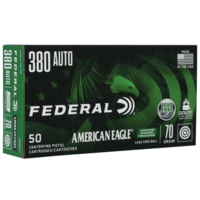 Federal American Eagle IRT Lead Free .380 ACP 70 Grain Brass Centerfire Pistol Ammunition