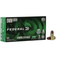 Federal Premium American Eagle Indoor Range Training 9mm Luger 70 Grain Lead-Free Ball Centerfire Pistol Ammunition