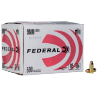 Federal Premium Champion Training 9mm Luger 115 Grain Full Metal Jacket Brass Cased Pistol Ammunition