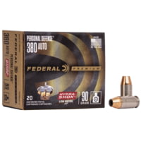Federal Premium Personal Defense Hydra-Shok Low Recoil 380 Auto 90 Grain Jacketed Hollow Point Centerfire Pistol Ammunition