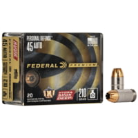 Federal Premium Personal Defense Hydra-Shok Deep 45 Auto 210 Grain Jacketed Hollow Point Centerfire Pistol Ammunition