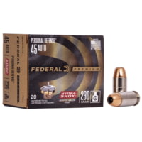 Federal Premium .45 ACP 230 Grain Hydra-Shok Jacketed Hollow Point Brass Centerfire Pistol Ammunition