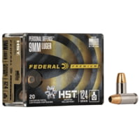 Federal Premium Personal Defense HST 9mm Luger 124 Grain Jacketed Hollow Point Nickel-Plated Cased Centerfire Pistol Ammunition