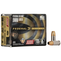 Federal Premium Personal Defense 9mm Luger 135 Grain Hydra-Shok Deep Nickel-Plated Brass Case Centerfire Pistol Ammunition