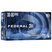 Federal Premium POWER-SHOK .30-06 Springfield 220 Grain Jacketed Soft Point Brass Cased Centerfire Rifle Ammunition