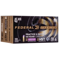 Federal Premium Practice &amp; Defend 45 Auto 230 Grain HST JHP/Syntech TSJ Centerfire Pistol Ammunition