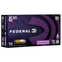Federal Premium Syntech Training Match 45 Auto 230 Grain Syntech Jacket Flat Nose Pistol Ammunition