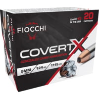 Fiocchi CovertX 9mm Luger 124 Grain Jaketed Hollow Point Brass Pistol Ammunition