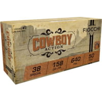 Fiocchi Cowboy Action 38 Special 158 Grain Lead Round Nose Flat Point Brass Pistol Ammunition