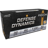 Fiocchi Defense Dynamic 32 Auto 60 Grain JHP Brass Cased Pistol Ammunition