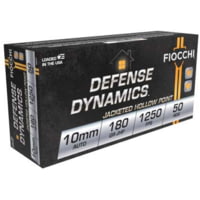 Fiocchi Defense Dynamics 10mm Auto 180 Grain JHP Brass Pistol Ammunition