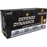 Fiocchi Defense Dynamics .38 Special 125 Grain SJHP Brass Cased Pistol Ammunition
