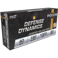 Fiocchi Defense Dynamics .40S&amp;W 180 Grain JHP Brass Cased Pistol Ammunition