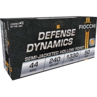 Fiocchi Defense Dynamics .44 Magnum 240 Grain JHP Brass Pistol Ammunition