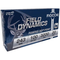 Fiocchi Field Dynamics .243 Winchester 100 Grain PSP Brass Rifle Ammunition