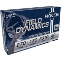 Fiocchi Field Dynamics .270 Winchester 130 Grain PSP Brass Rifle Ammunition