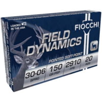 Fiocchi Field Dynamics .30-06 150 Grain PSP Brass Rifle Ammunition