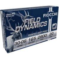 Fiocchi Field Dynamics .30-06 165 Grain PSP Brass Cased Rifle Ammunition