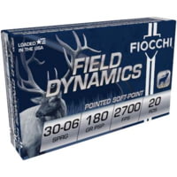 Fiocchi Field Dynamics .30-06 180 Grain PSP Brass Rifle Ammunition