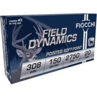 Fiocchi Field Dynamics .308 Winchester 150 Grain PSP Brass Rifle Ammunition