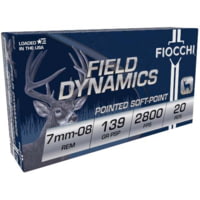 Fiocchi Field Dynamics 7mm-08 Remington 139 Grain Interlock BTSP Brass Rifle Ammunition