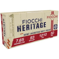 Fiocchi Heritage .30 Luger 93 Grain JSP Brass Pistol Ammunition
