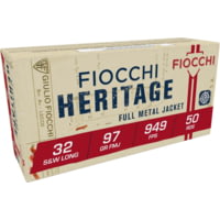 Fiocchi Heritage 32 S&amp;W Long 97 grain FMJ Brass Cased Pistol Ammunition