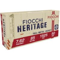 Fiocchi Heritage 7.62 Tokarev 88 Grain FMJ Brass Pistol Ammunition