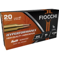 Fiocchi Hyperformance Defense .243 Winchester 90 Grain SCIROCCO Brass Cased Rifle Ammunition