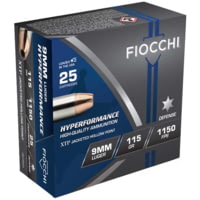 Fiocchi Hyperformance Defense 9mm 115Grain XTPHP Brass Pistol Ammunition