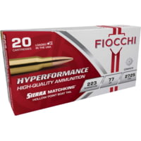Fiocchi Hyperformance Hunt .223 Remington 77 Grain HPBT MK Brass Rifle Ammunition