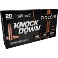 Fiocchi Knock Down Enviro Shield 243 Win 80 gr Hollow Point Rifle Ammunition