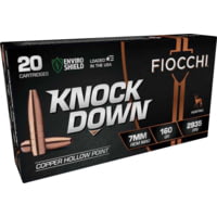 Fiocchi Knock Down 7mm Remington Magnum 160 Grain HP Brass Rifle Ammunition