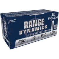 Fiocchi Range Dynamics 380 ACP 95 Grain FMJ Brass Centerfire Pistol Ammunition