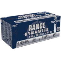 Fiocchi Range Dynamics 4.6x30 H&amp;K 40 Grain FMJ Brass Cased Rifle Ammunition