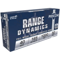 Fiocchi Range Dynamics .40S&amp;W 165 Grain FMJTC Brass Pistol Ammunition