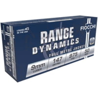 Fiocchi Range Dynamics 9mm 147 Grain FMJ Brass Pistol Ammunition