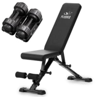 Flybird Fitness Bundle Set Of Dumbbells 55 Lbs &amp; Weight Bench FB149