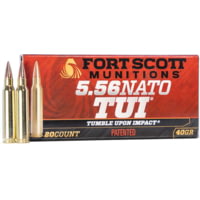 Fort Scott Munitions .5.56 NATO 40 Grain CNC Machined Copper Brass Rifle Ammunition