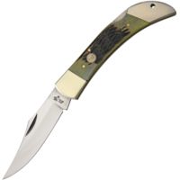 Frost Lockback Hunter Green Bone Folding Knife
