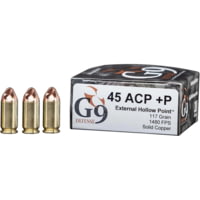 G9 Defense 45 ACP +P 117 Grain Hollow Point Brass Cased Pistol Ammunition