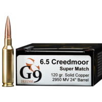 G9 Defense 6.5 Creedmoor 120 Grain Solid Copper Super Match Brass Cased Rifle Ammunition