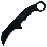 Gen Pro Assisted Opener Knife, 2.625" Black Combo Edge and Black Aluminum Handle