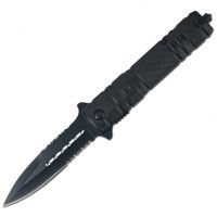 Gen Pro Stiletto Style Assisted Folding Knife, Black Aluminum Handle